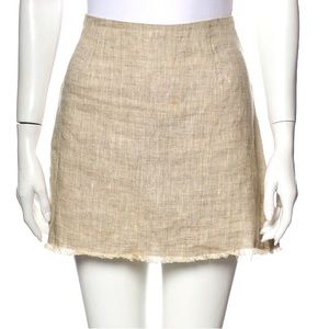 Reformation Fringe Trim Linen Mini Skirt
